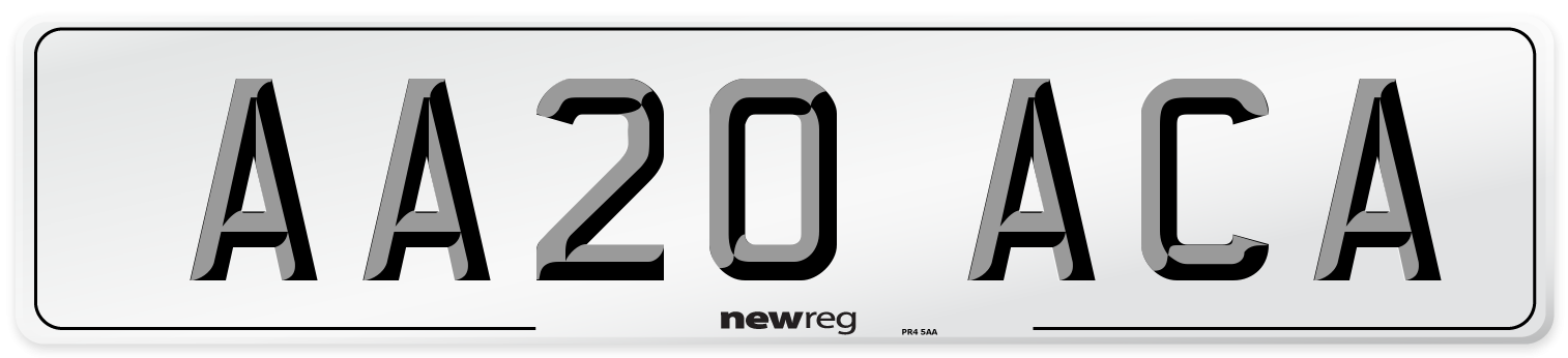 AA20 ACA Number Plate from New Reg